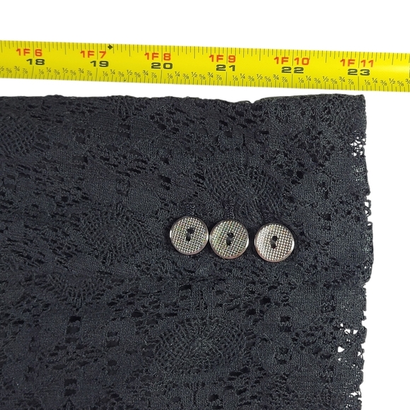 Chicos Blazer Women Size 2 L 12 Black Lace Cotton Blend Notch Collar Lined - Picture 8 of 10